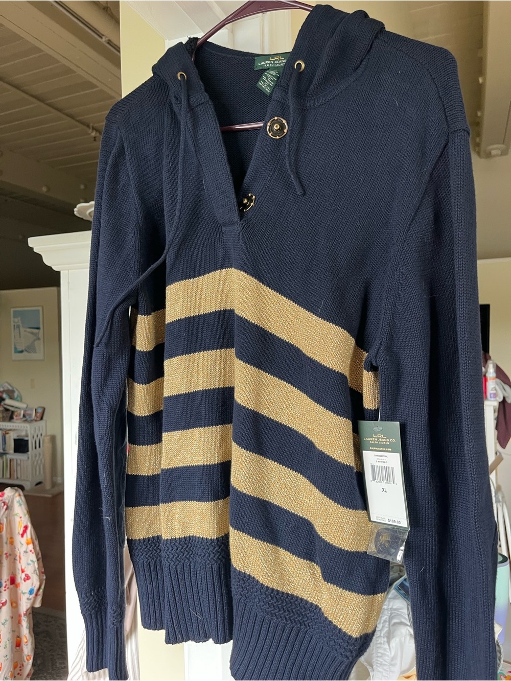 LRL Lauren Jeans Co. Ralph Lauren Women’s Hooded Sweater – NWT – Size XL